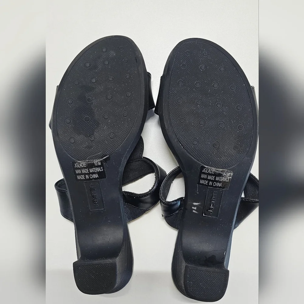 Jasmin Black Sandals with Gold Details Size 10; 2.5 In Heel